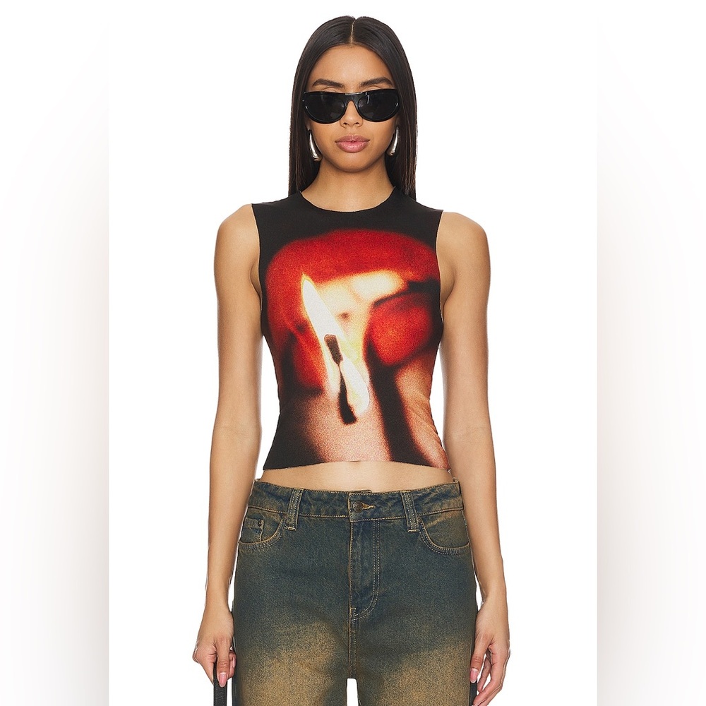 Jaded London Black and Red Graphic Crop Tank Top